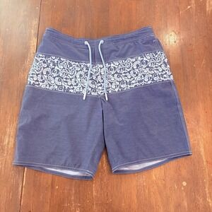 Johnnie-O Swim Trunks Mens Large Blue Floral Board Shorts 8.5" Inseam Lined